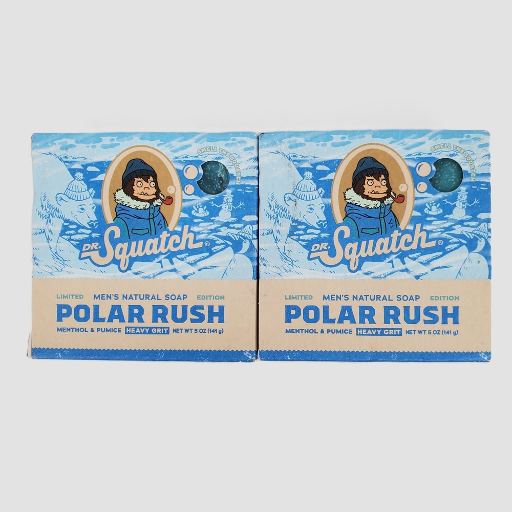 Dr Squatch Polar Rush Limited Edition Mens Natural Soap 5oz Heavy Grit 2 Pack